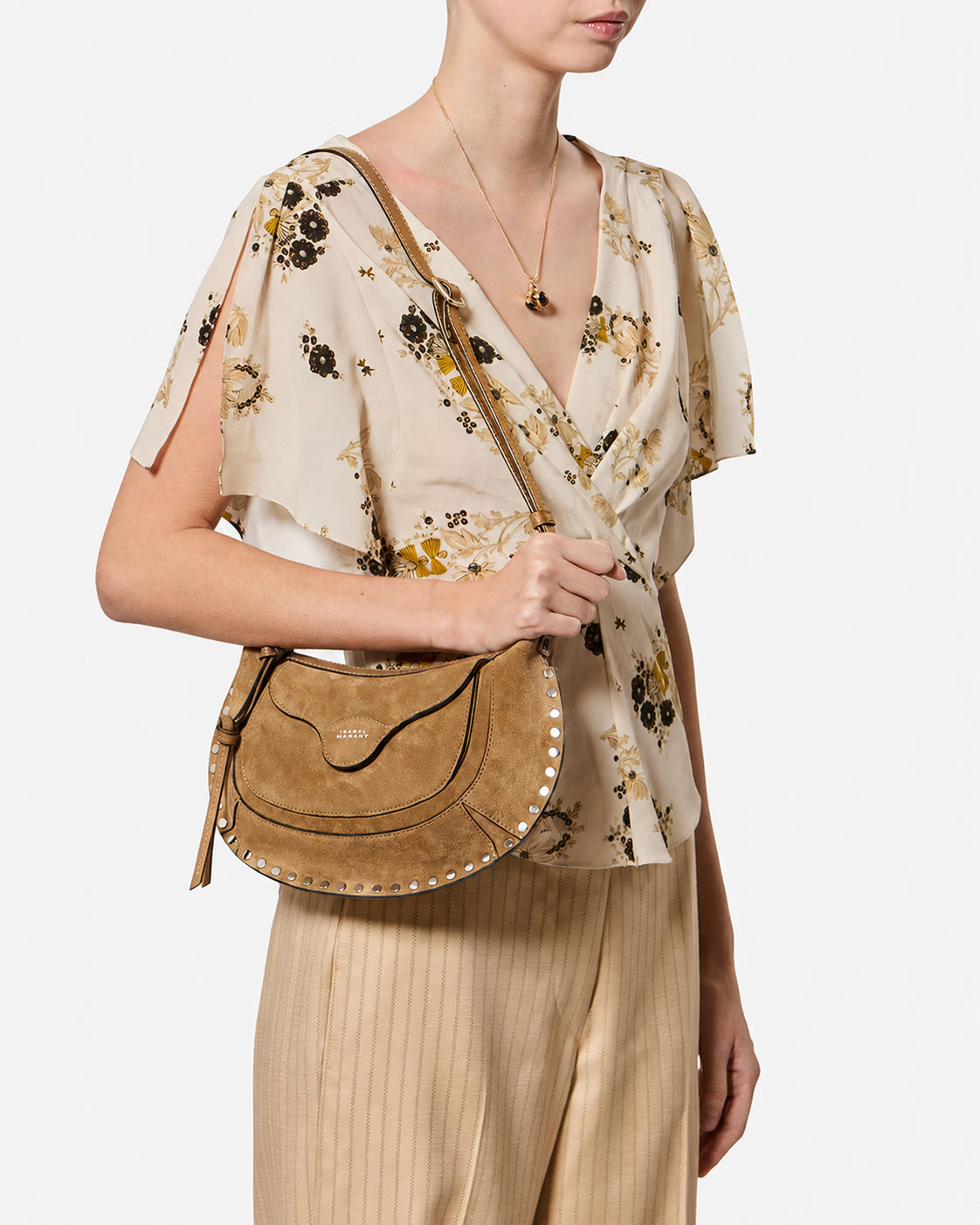 Sac Moon Pocket en cuir velours
